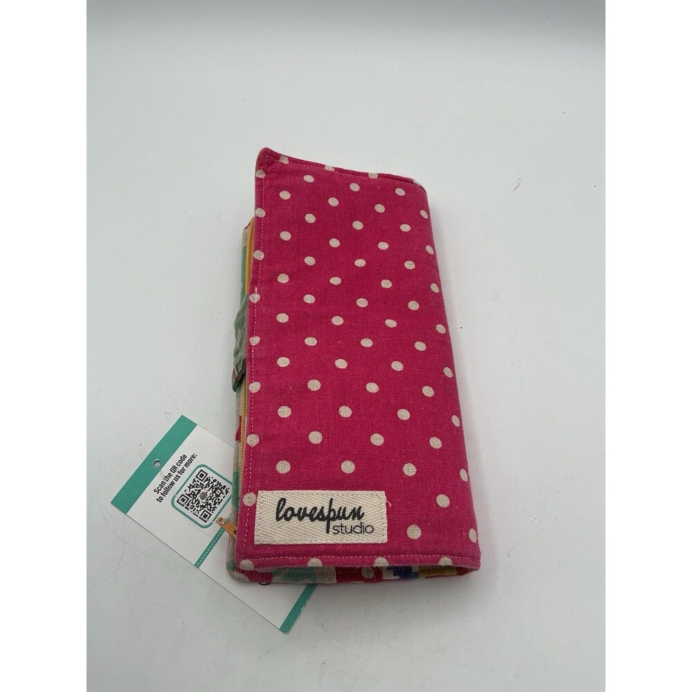 Lovebun Studio Fabric Wallet Organizer Multi Pocket Zipper Pouch Polka Dot